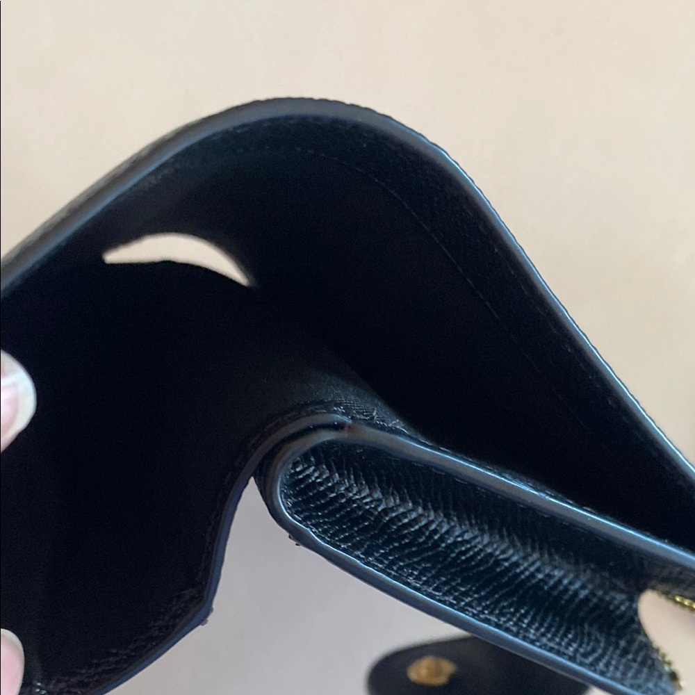 Coach Medium Corner Black Leather Zip Wallet - Picture 3 of 5